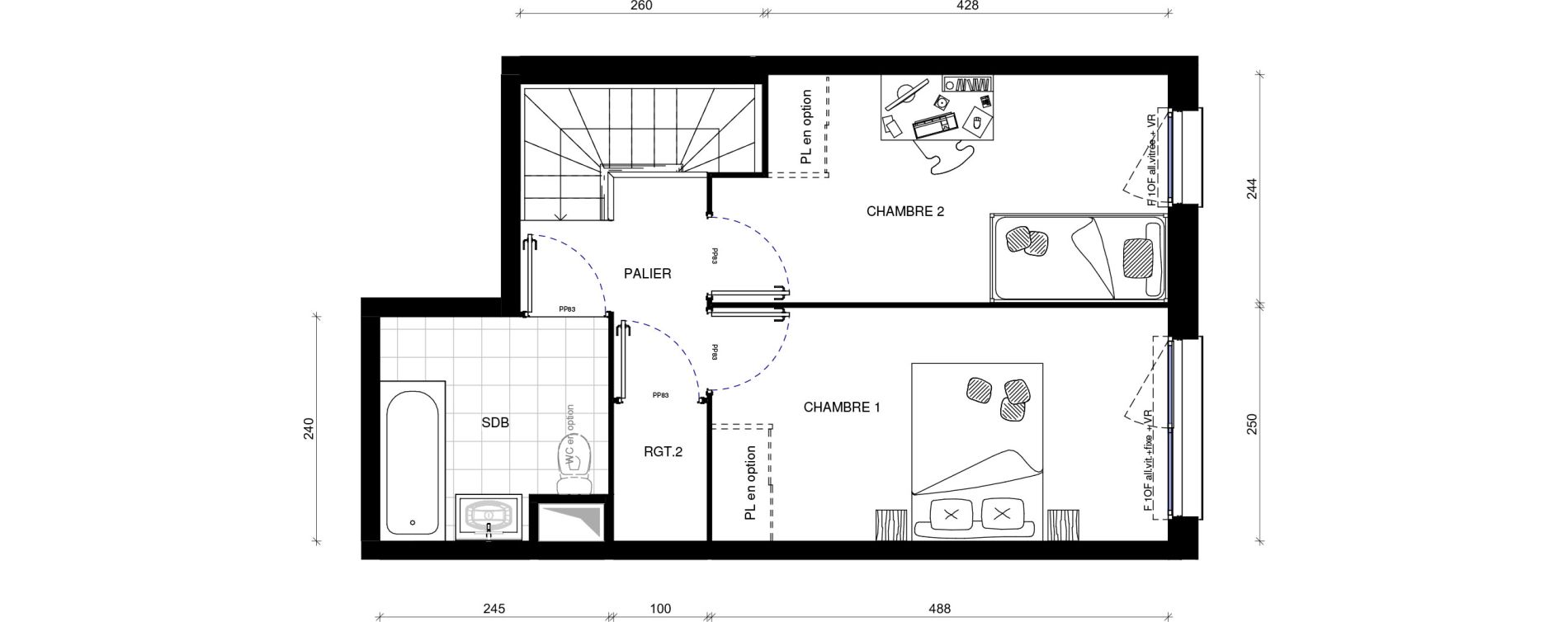 Duplex T3 de 64,30 m2 &agrave; Pontault-Combault Centre