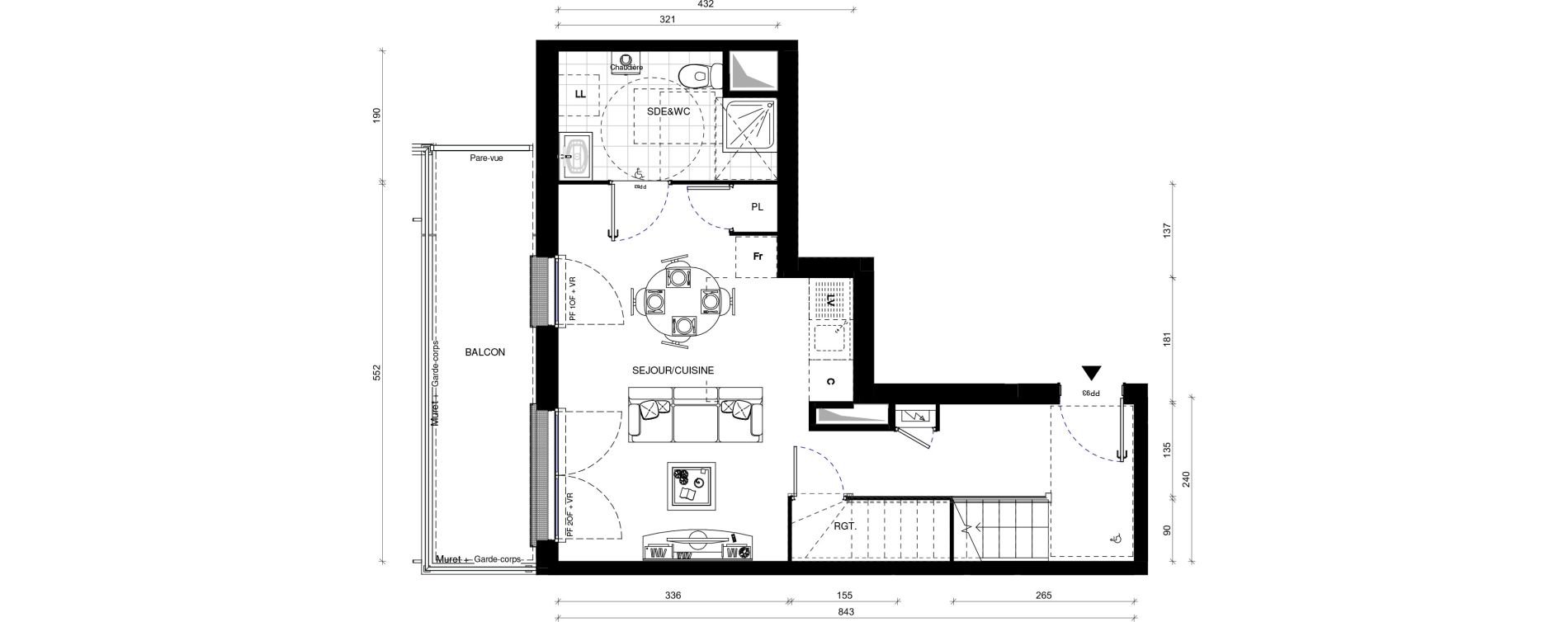 Duplex T3 de 64,50 m2 &agrave; Pontault-Combault Centre