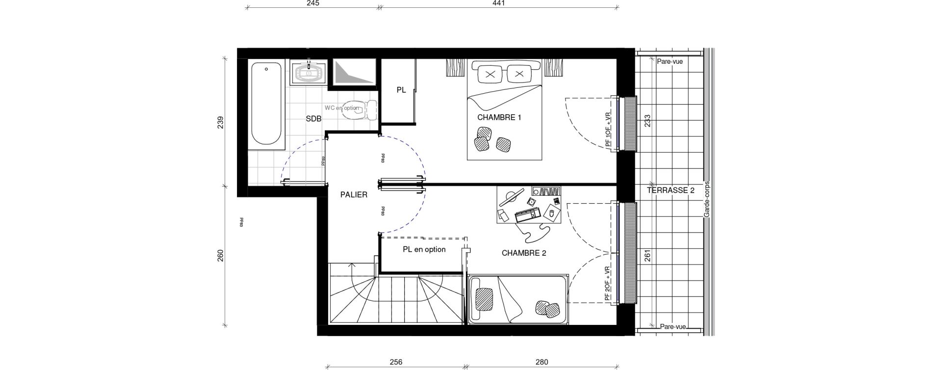 Duplex T3 de 58,00 m2 &agrave; Pontault-Combault Centre