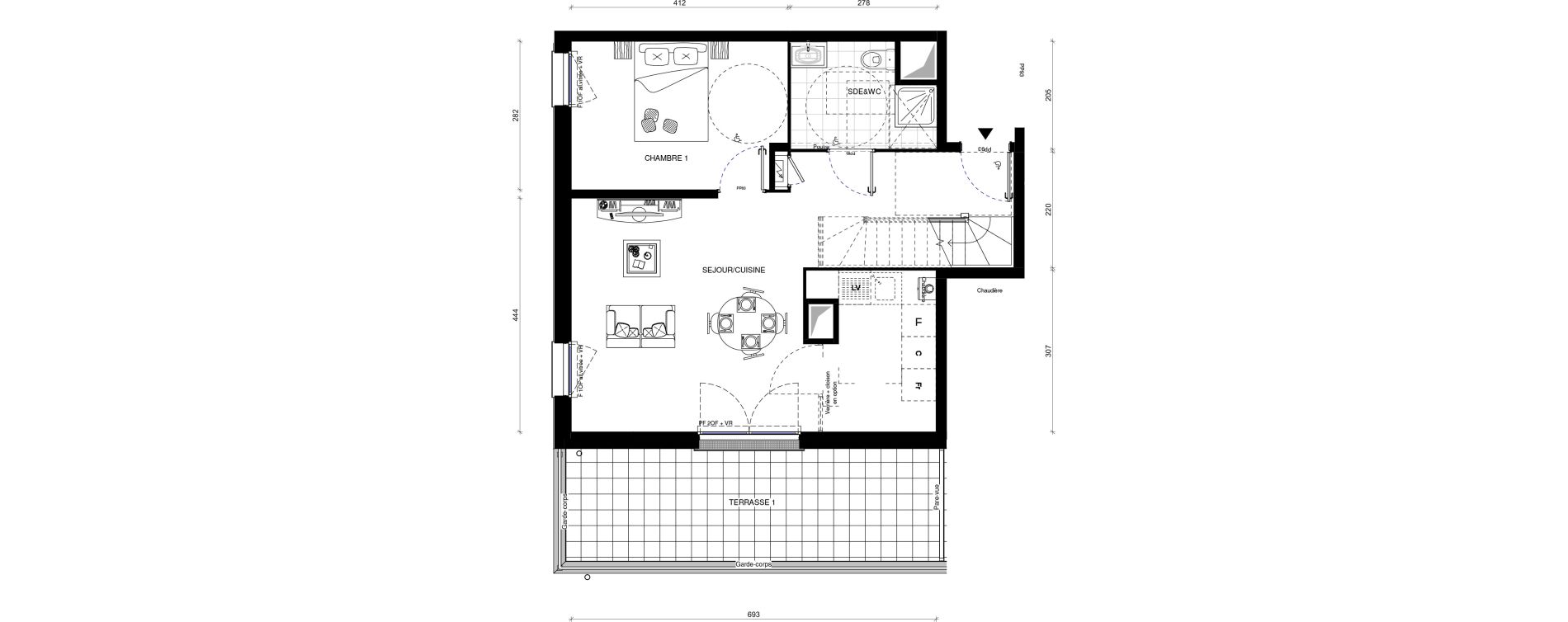 Duplex T5 de 90,80 m2 &agrave; Pontault-Combault Centre