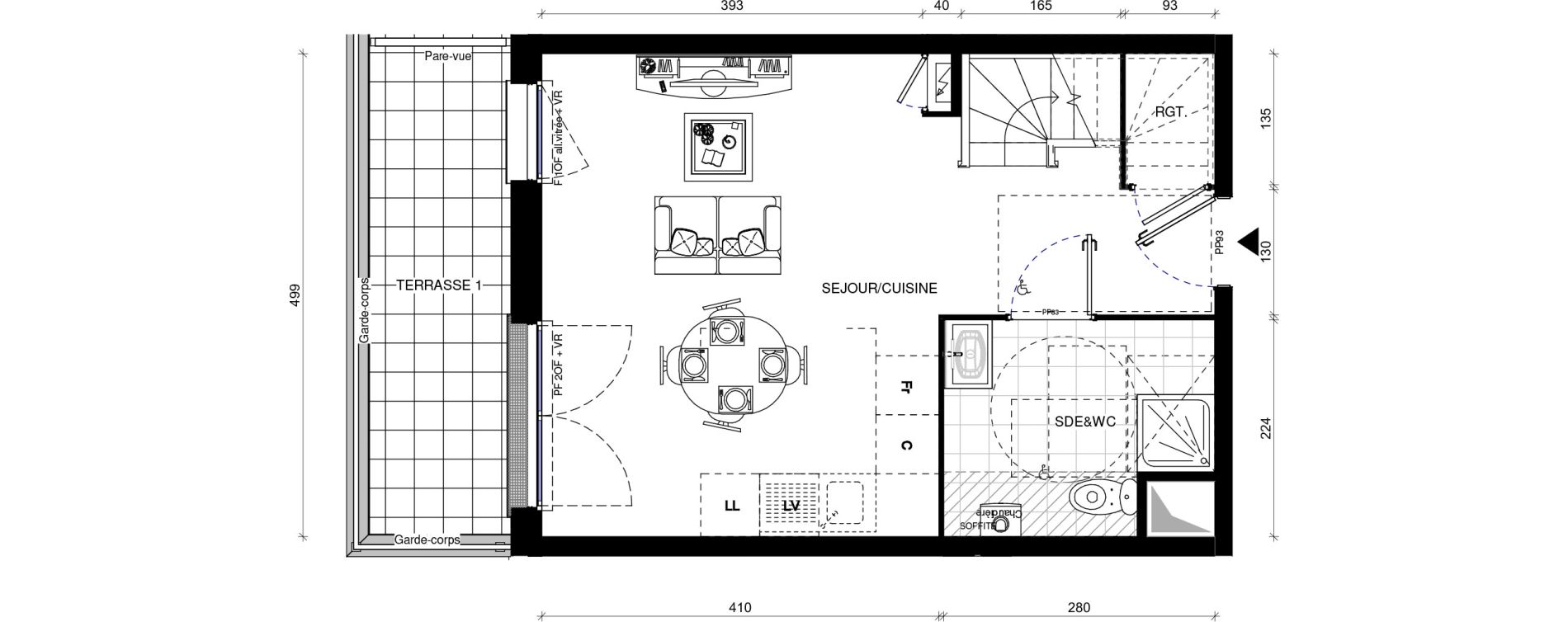 Duplex T3 de 57,80 m2 &agrave; Pontault-Combault Centre