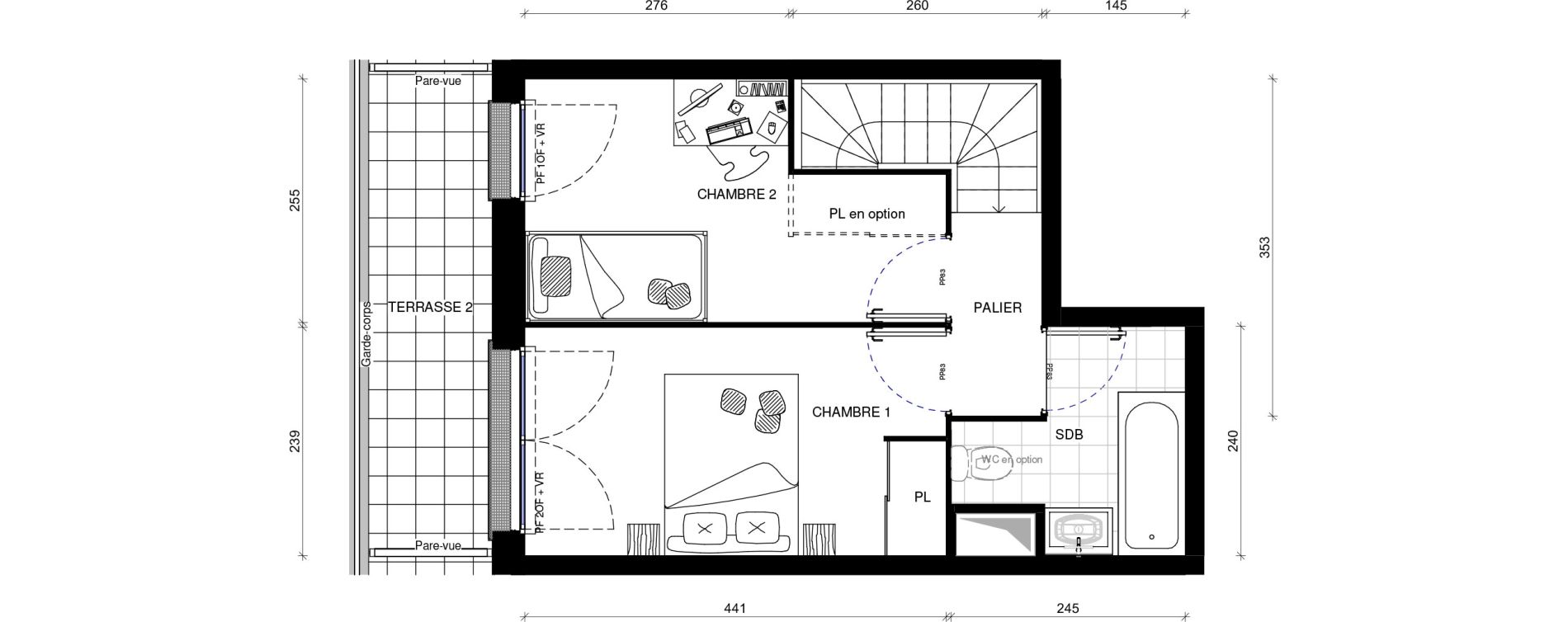 Duplex T3 de 57,80 m2 &agrave; Pontault-Combault Centre