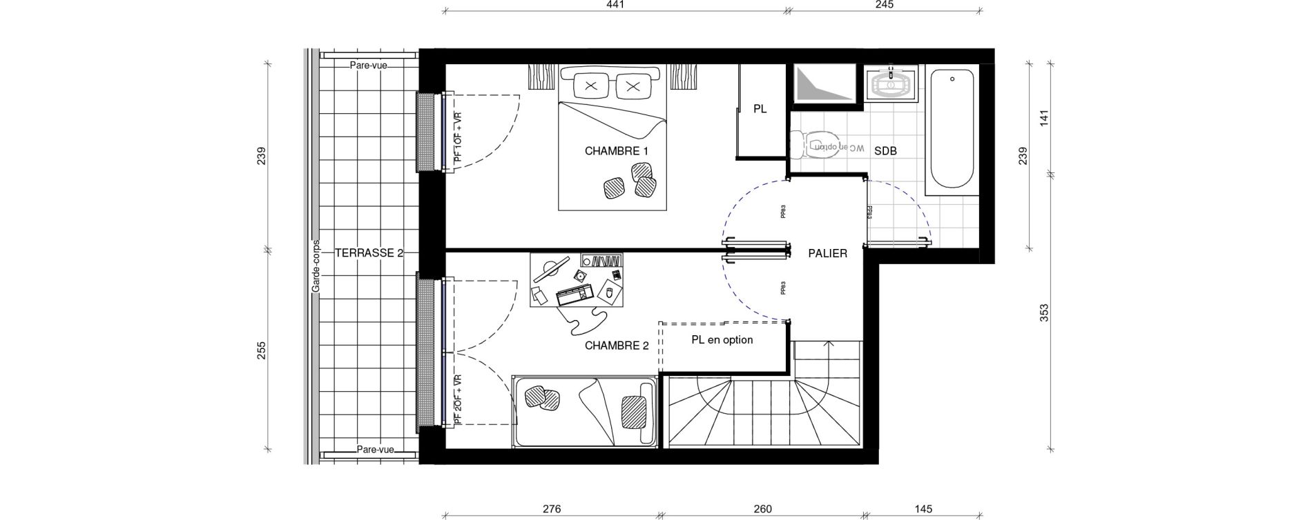 Duplex T3 de 58,10 m2 &agrave; Pontault-Combault Centre