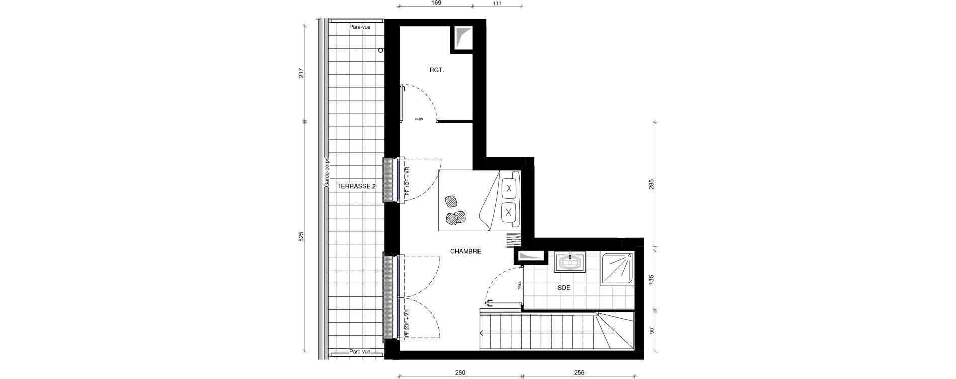 Duplex T2 de 50,50 m2 &agrave; Pontault-Combault Centre