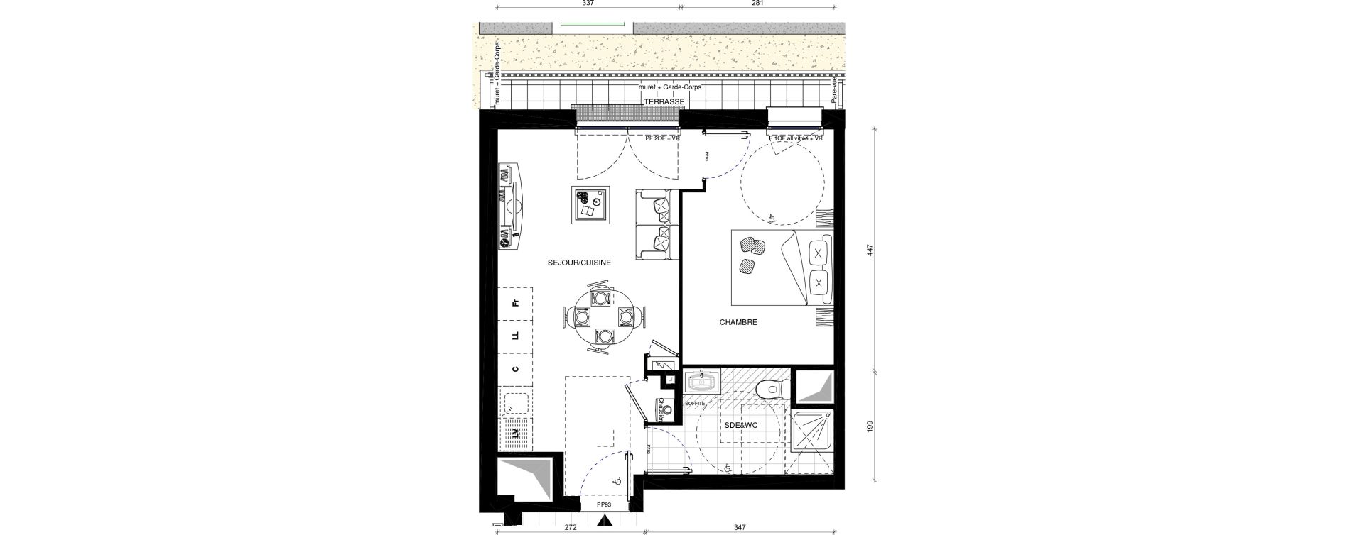 Appartement T2 de 38,50 m2 &agrave; Pontault-Combault Centre