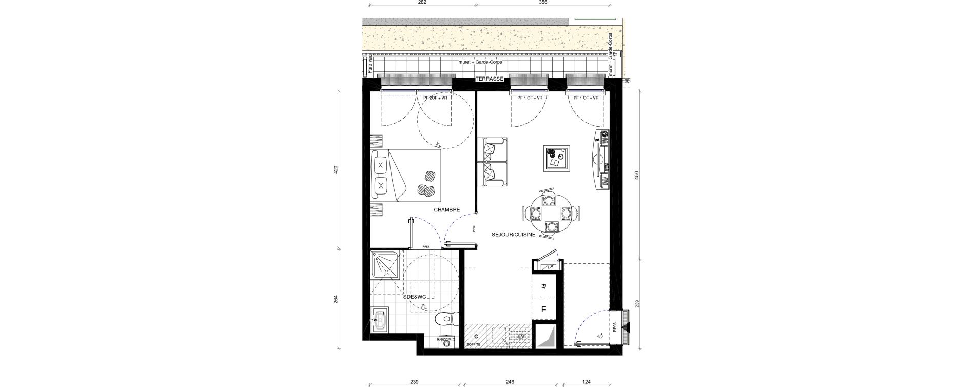 Appartement T2 de 41,70 m2 &agrave; Pontault-Combault Centre