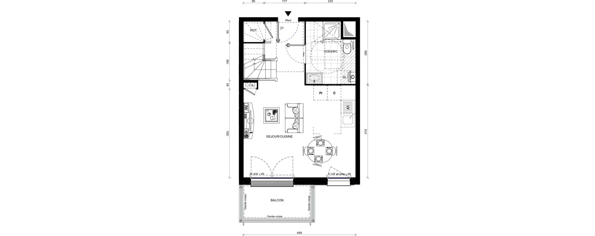 Duplex T3 de 65,30 m2 &agrave; Pontault-Combault Centre