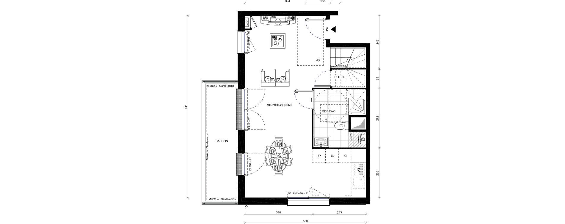 Duplex T4 de 82,80 m2 &agrave; Pontault-Combault Centre