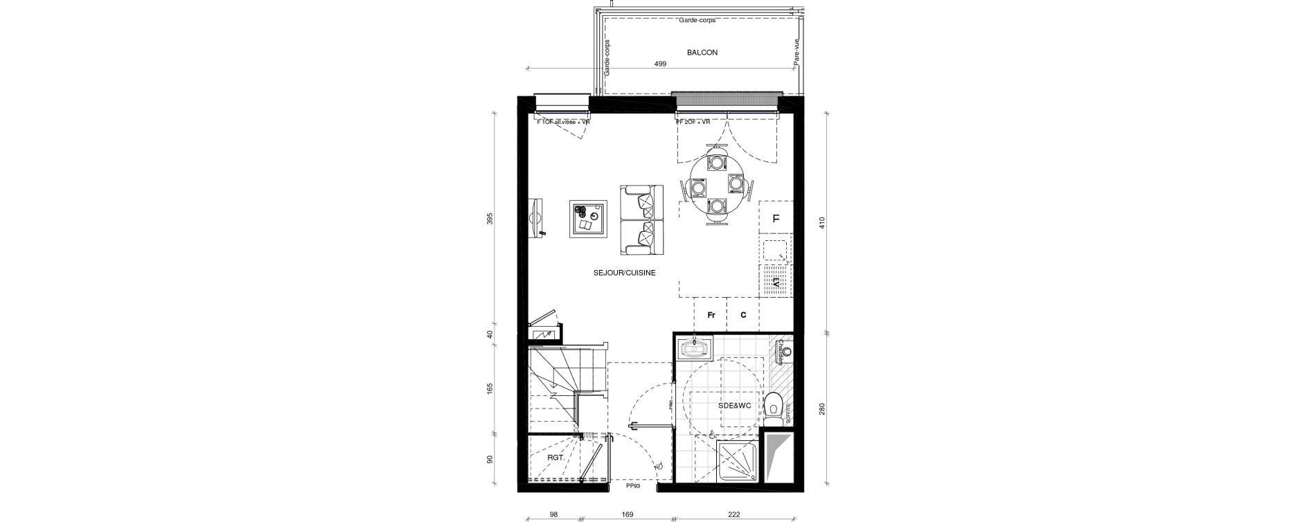 Duplex T3 de 68,60 m2 &agrave; Pontault-Combault Centre