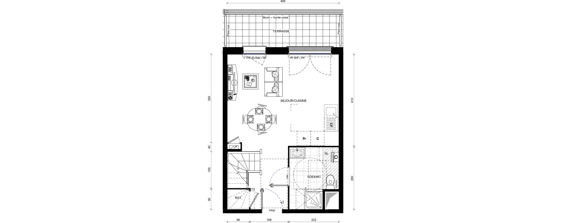 Duplex T3 de 61,70 m2 &agrave; Pontault-Combault Centre