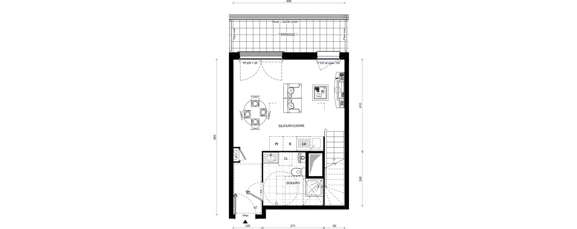 Duplex T2 de 56,20 m2 &agrave; Pontault-Combault Centre