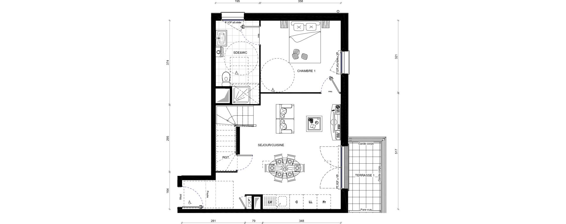 Duplex T4 de 70,20 m2 &agrave; Pontault-Combault Centre