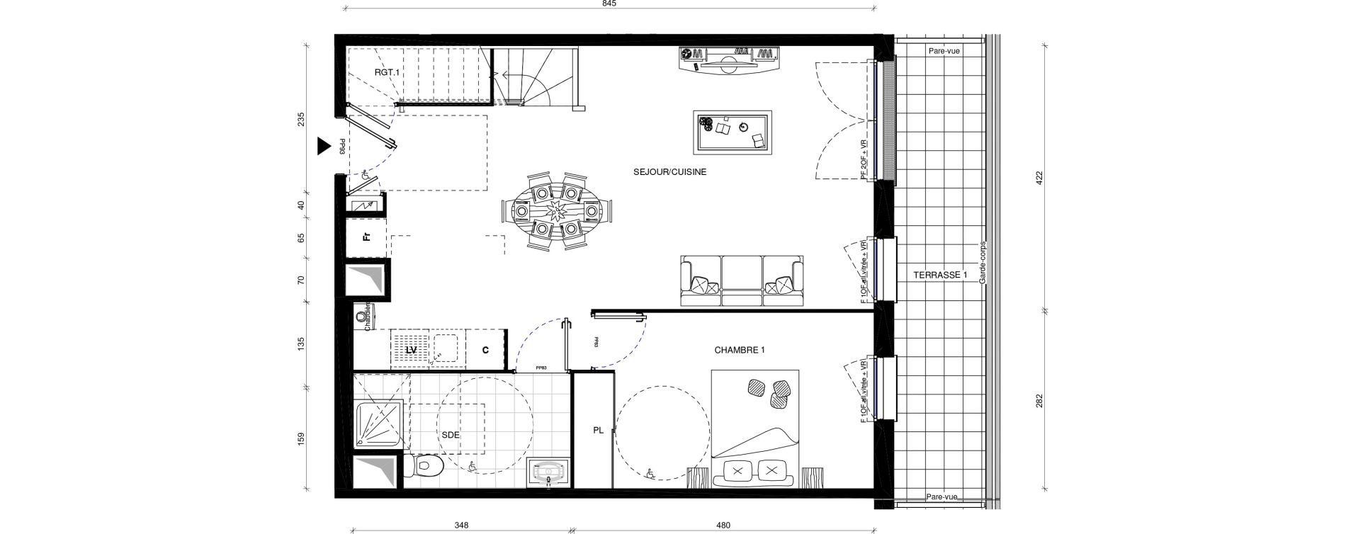 Duplex T5 de 103,60 m2 &agrave; Pontault-Combault Centre