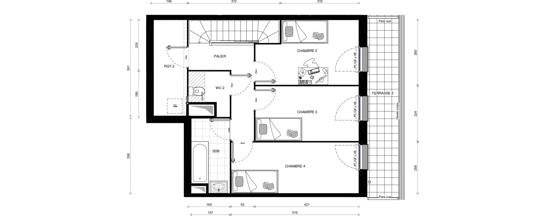 Duplex T5 de 103,60 m2 &agrave; Pontault-Combault Centre