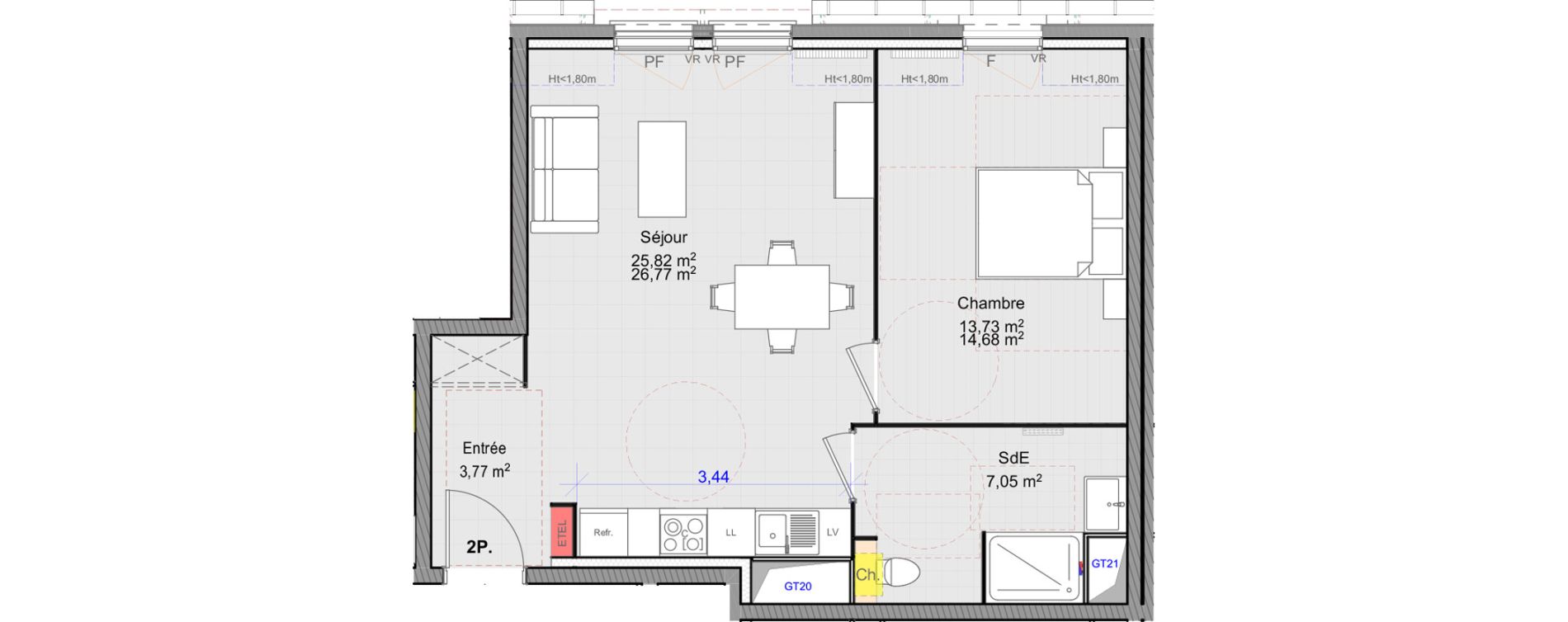 Appartement T2 de 50,37 m2 &agrave; Pringy Centre