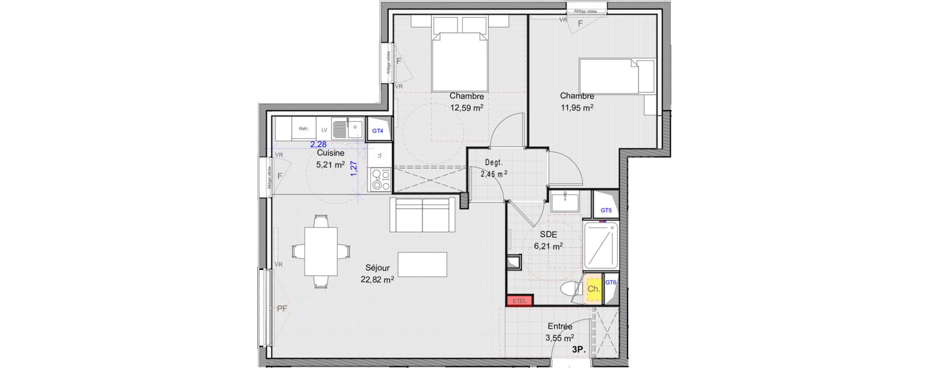 Appartement T3 de 64,78 m2 &agrave; Pringy Centre