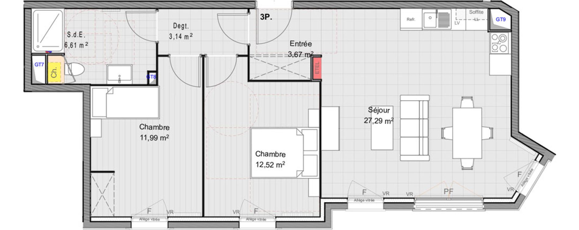 Appartement T3 de 65,22 m2 &agrave; Pringy Centre