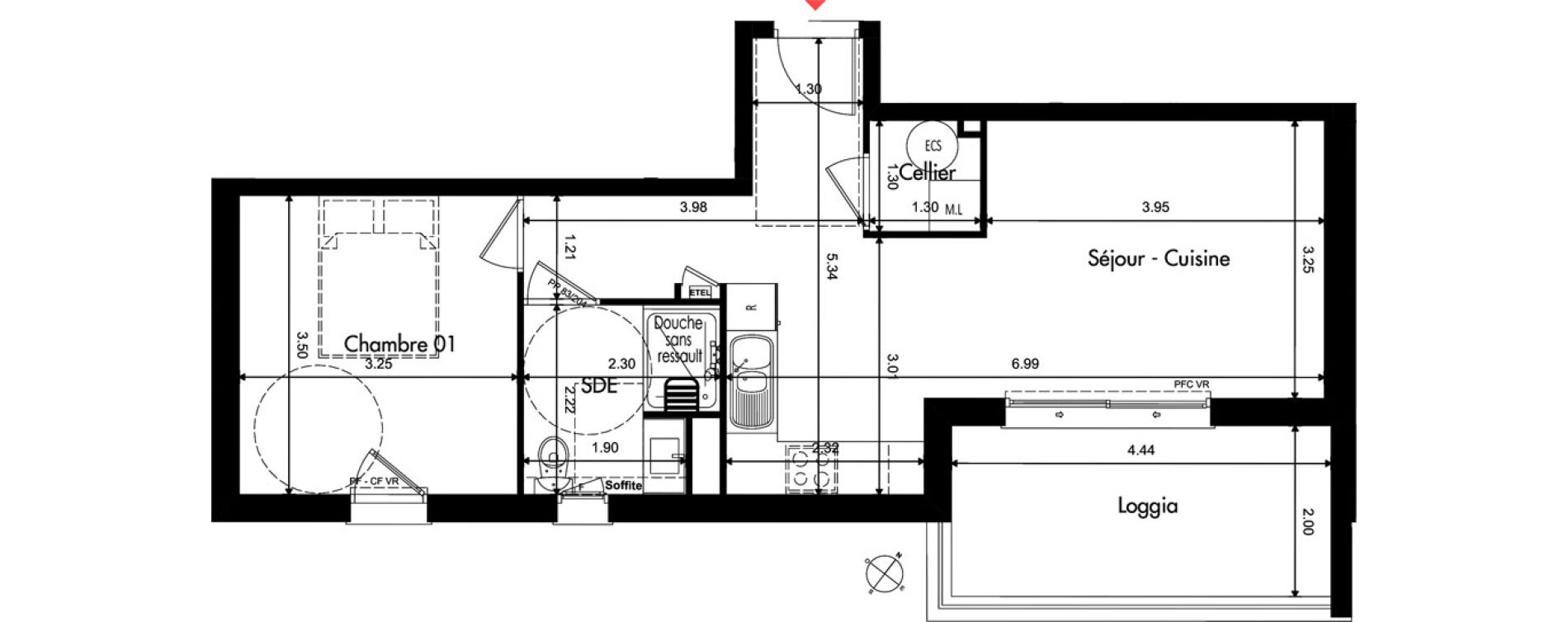Appartement T2 de 44,82 m2 &agrave; Provins Centre