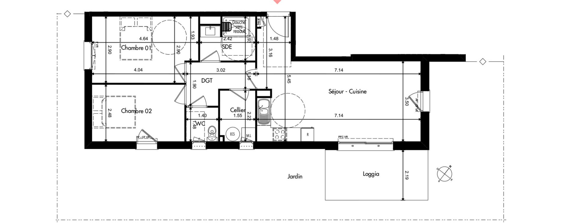 Appartement T3 de 64,60 m2 &agrave; Provins Centre