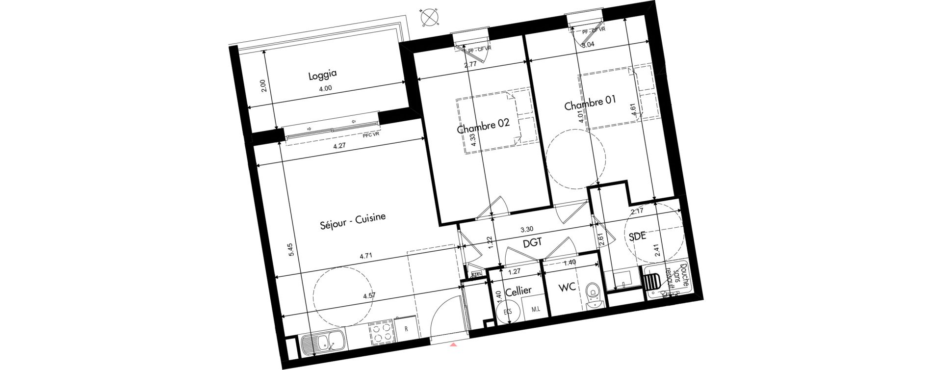 Appartement T3 de 63,16 m2 &agrave; Provins Centre
