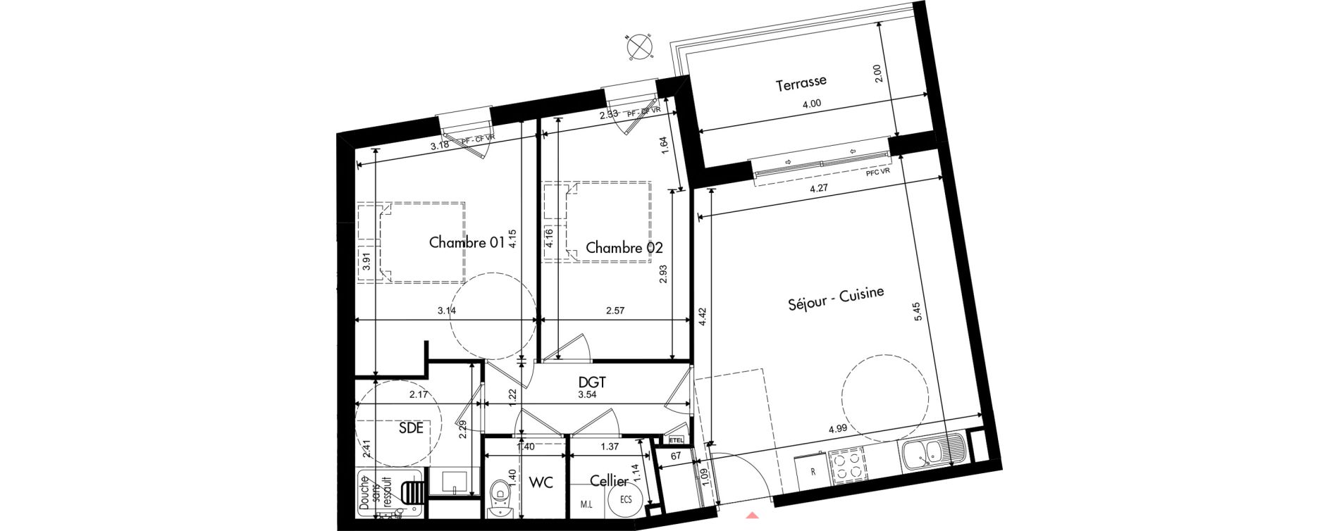 Appartement T3 de 63,08 m2 &agrave; Provins Centre