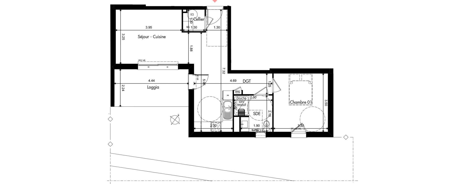 Appartement T2 de 49,45 m2 &agrave; Provins Centre