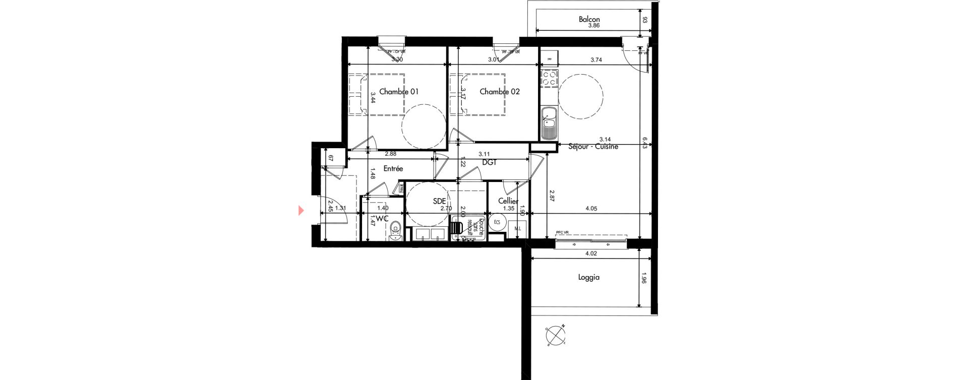 Appartement T3 de 66,00 m2 &agrave; Provins Centre