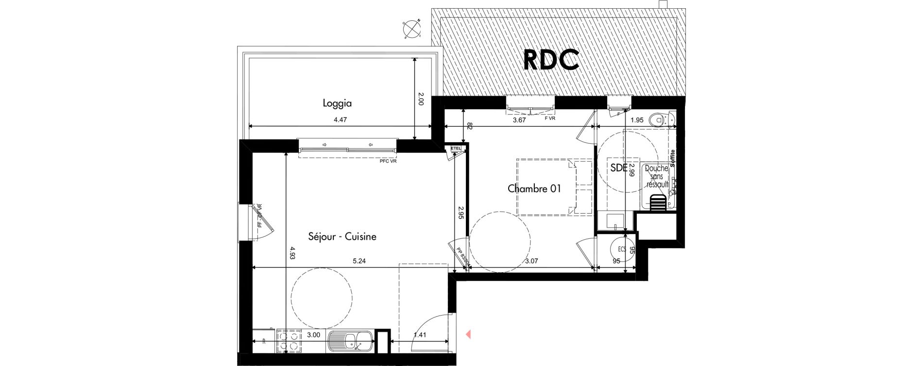 Appartement T2 de 43,76 m2 &agrave; Provins Centre