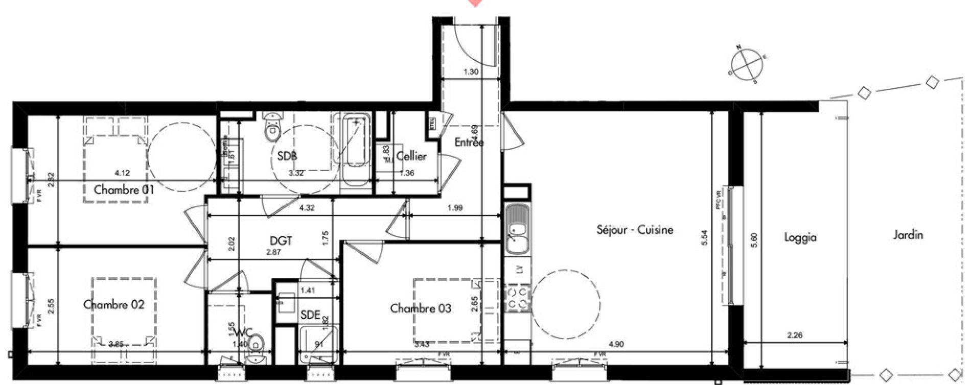 Appartement T4 de 82,91 m2 &agrave; Provins Centre