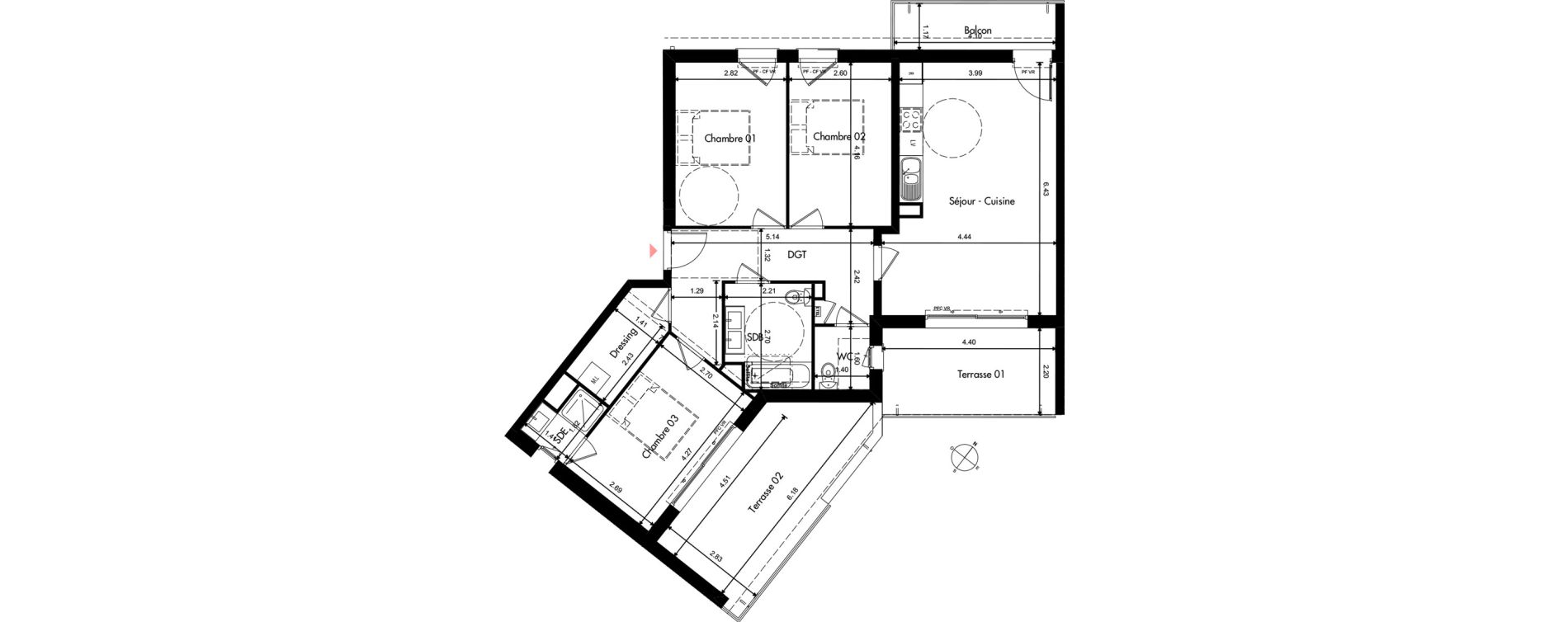 Appartement T4 de 84,96 m2 &agrave; Provins Centre