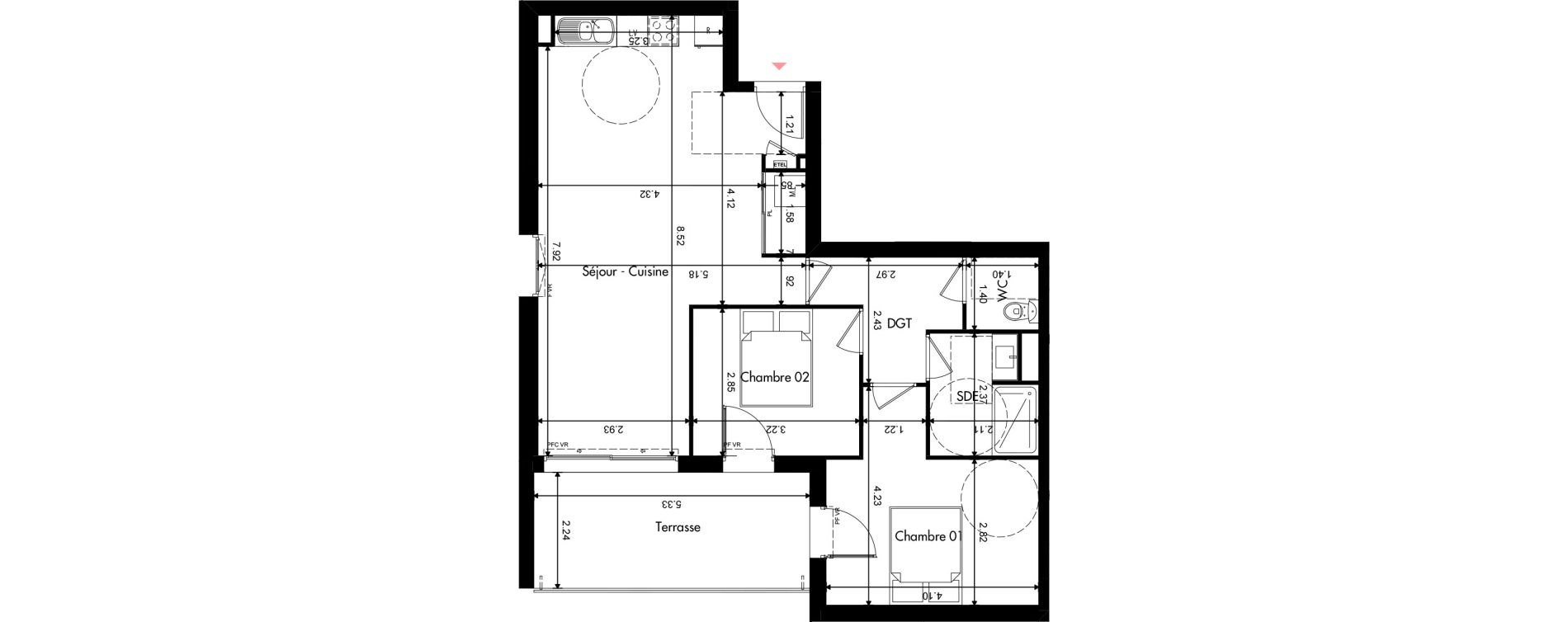 Appartement T3 de 68,48 m2 &agrave; Provins Centre