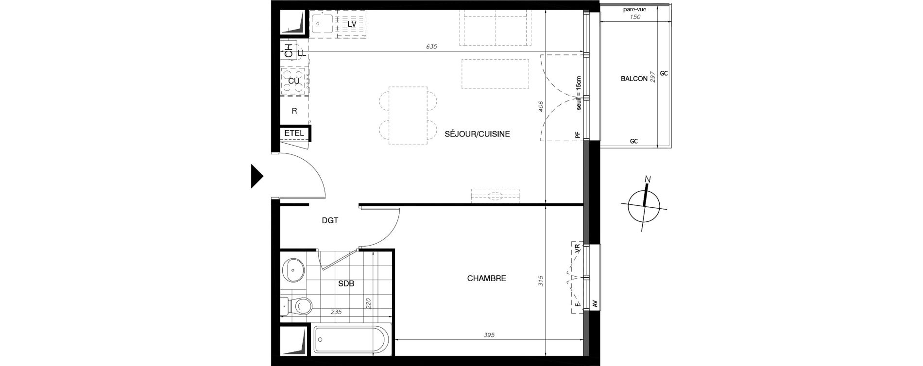 Appartement T2 de 44,45 m2 &agrave; Provins Centre
