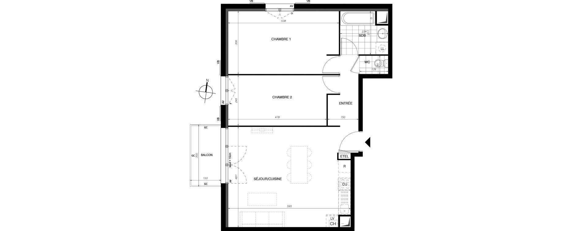 Appartement T3 de 67,30 m2 &agrave; Provins Centre
