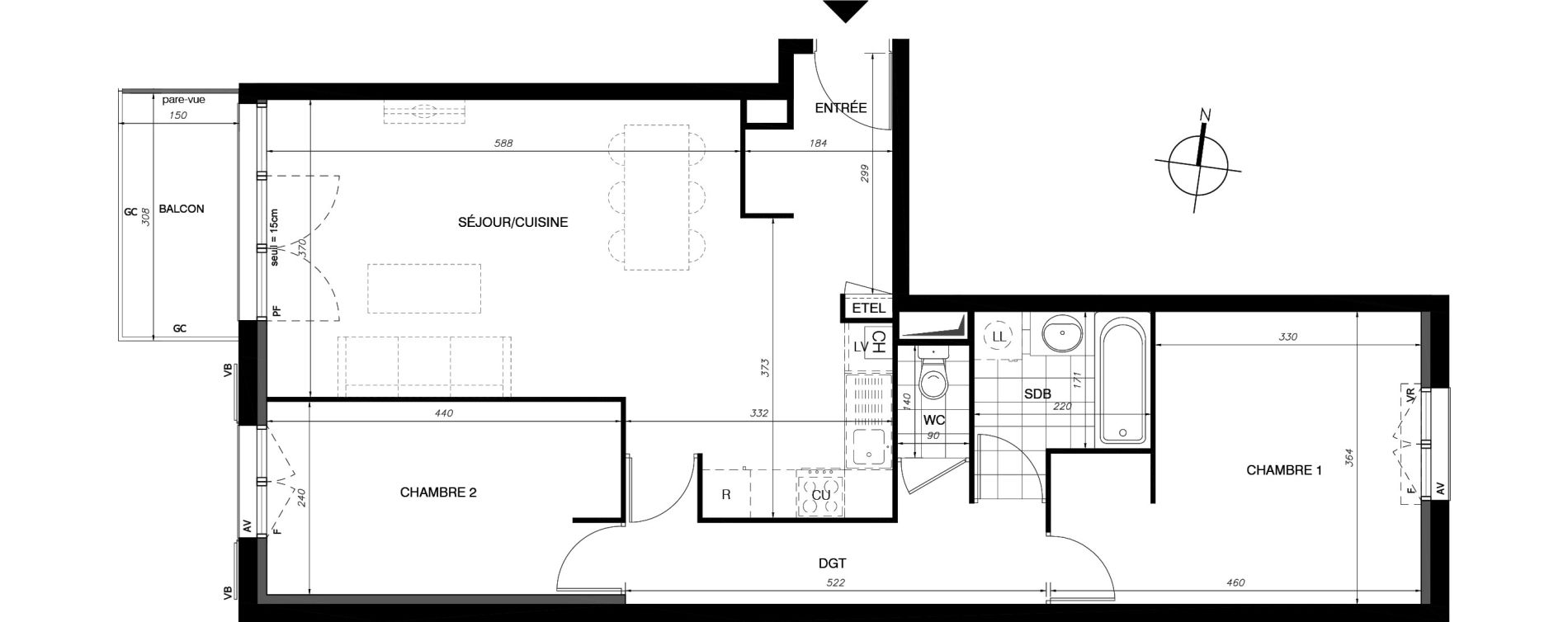 Appartement T3 de 70,50 m2 &agrave; Provins Centre