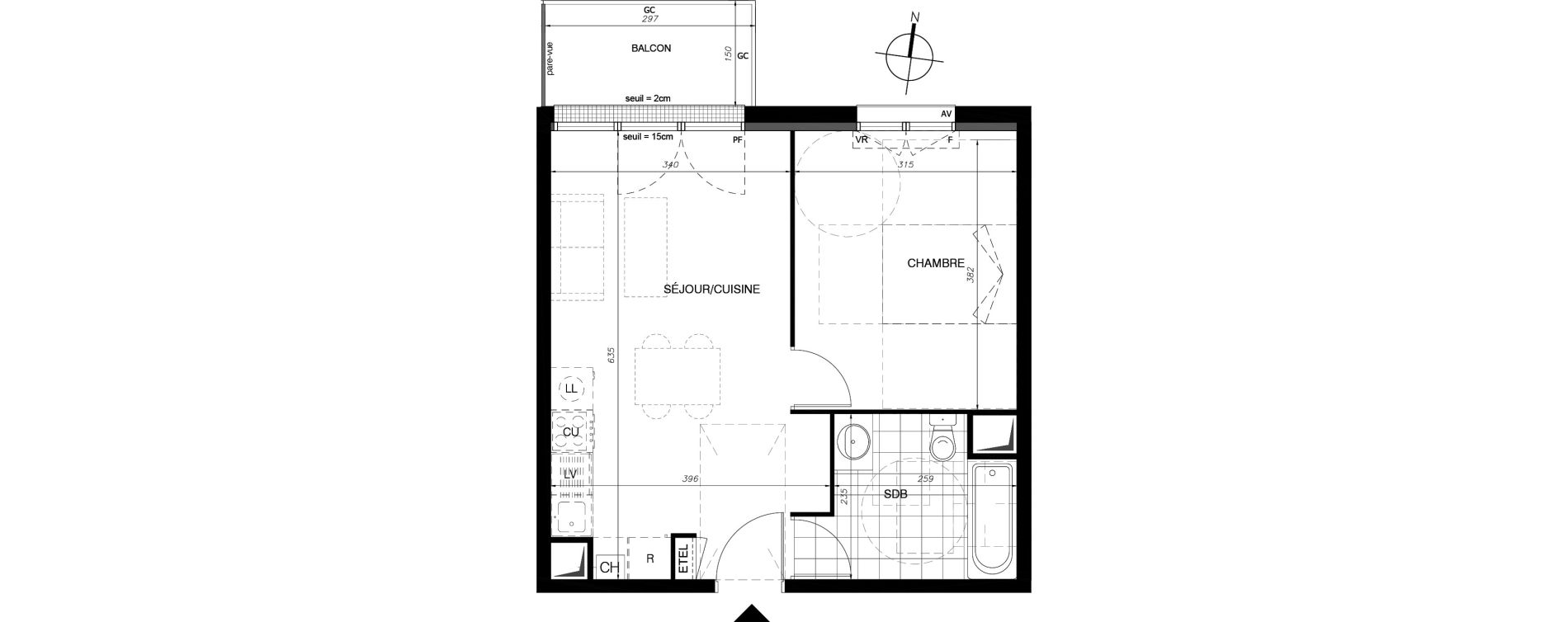 Appartement T2 de 40,35 m2 &agrave; Provins Centre