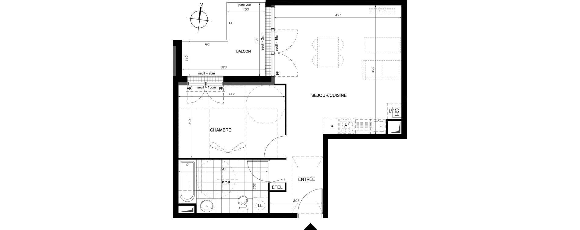 Appartement T2 de 47,20 m2 &agrave; Provins Centre