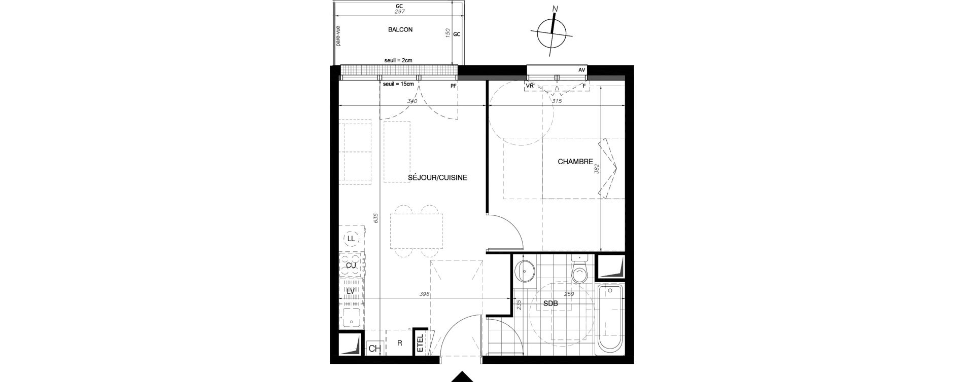 Appartement T2 de 40,35 m2 &agrave; Provins Centre