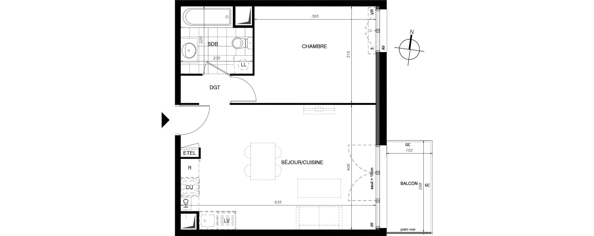 Appartement T2 de 44,40 m2 &agrave; Provins Centre