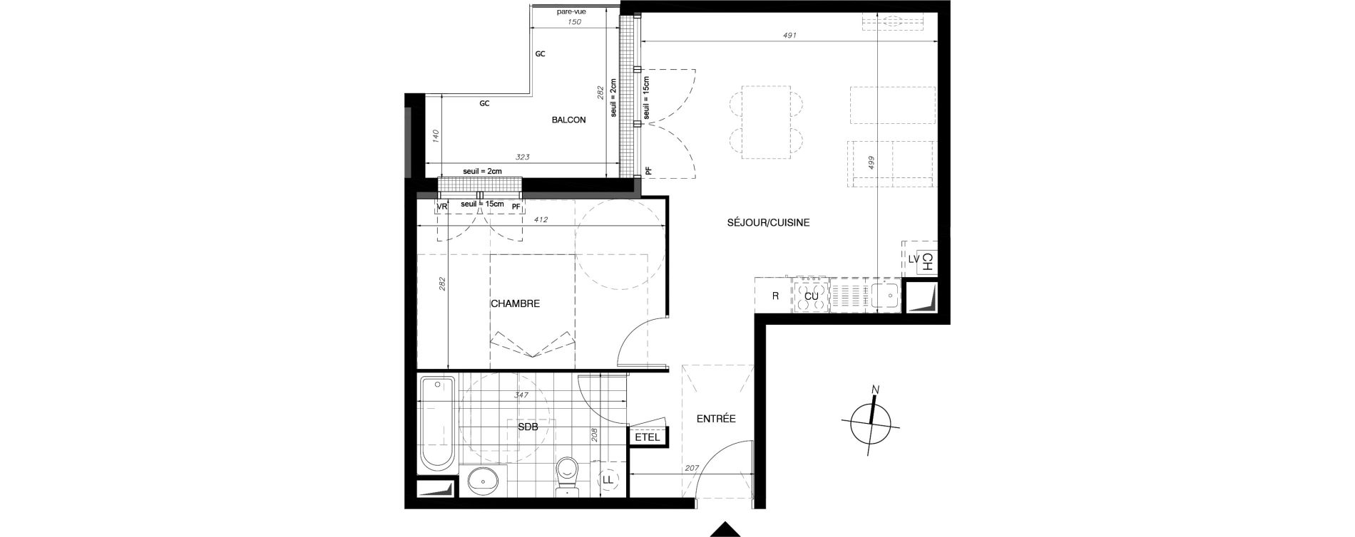 Appartement T2 de 47,20 m2 &agrave; Provins Centre