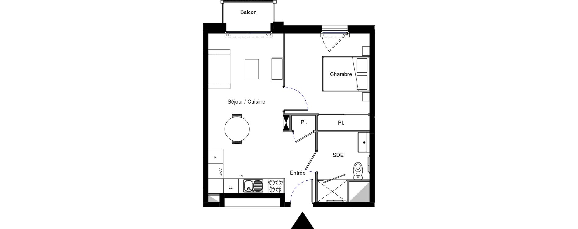 Appartement T2 meubl&eacute; de 41,17 m2 &agrave; Provins Centre