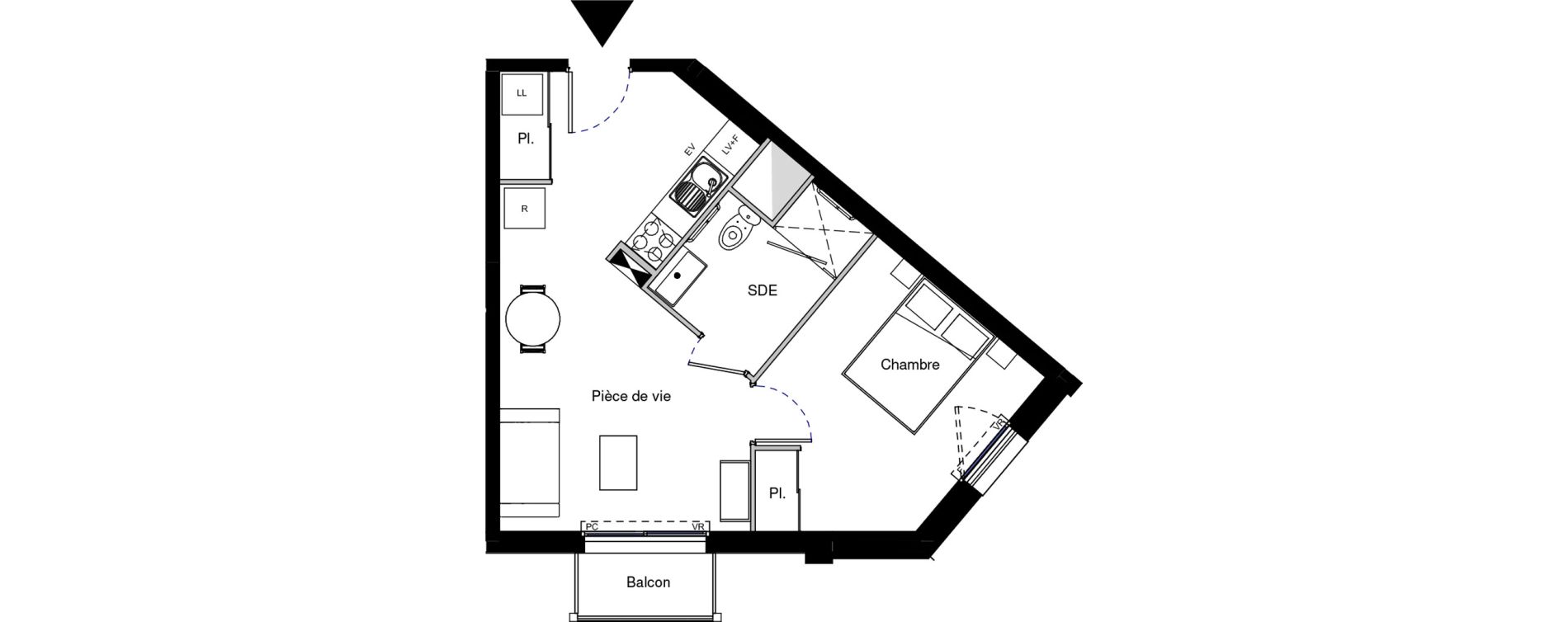 Appartement T2 meubl&eacute; de 38,44 m2 &agrave; Provins Centre