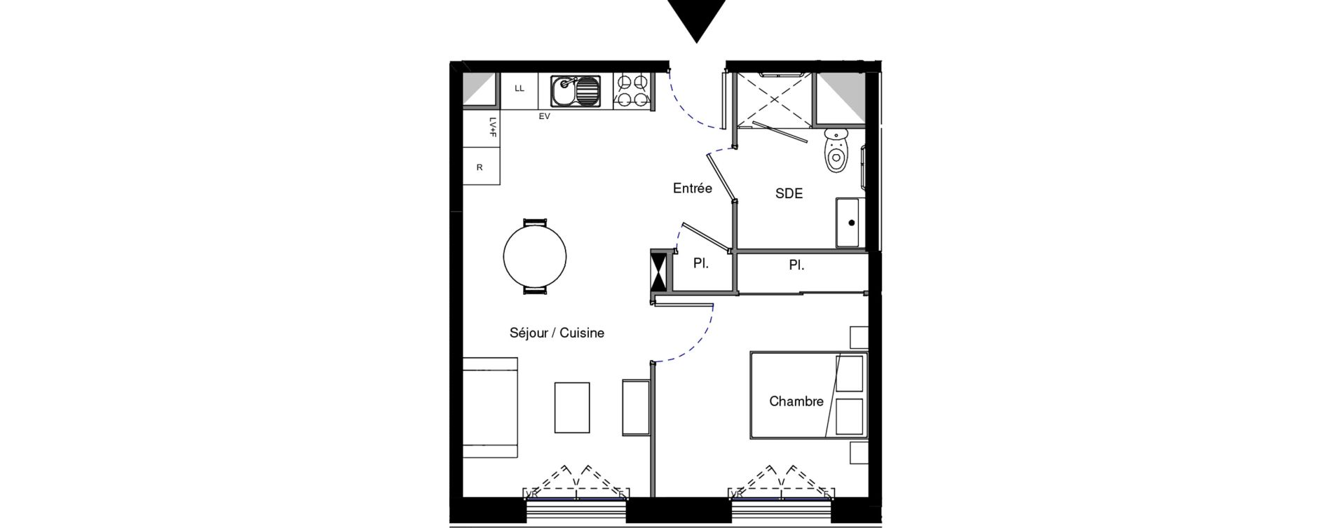 Appartement T2 meubl&eacute; de 41,80 m2 &agrave; Provins Centre