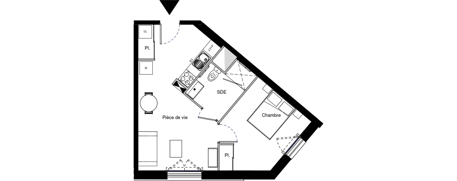 Appartement T2 meubl&eacute; de 38,44 m2 &agrave; Provins Centre