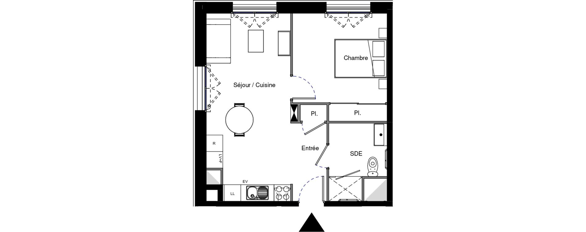 Appartement T2 meubl&eacute; de 41,80 m2 &agrave; Provins Centre