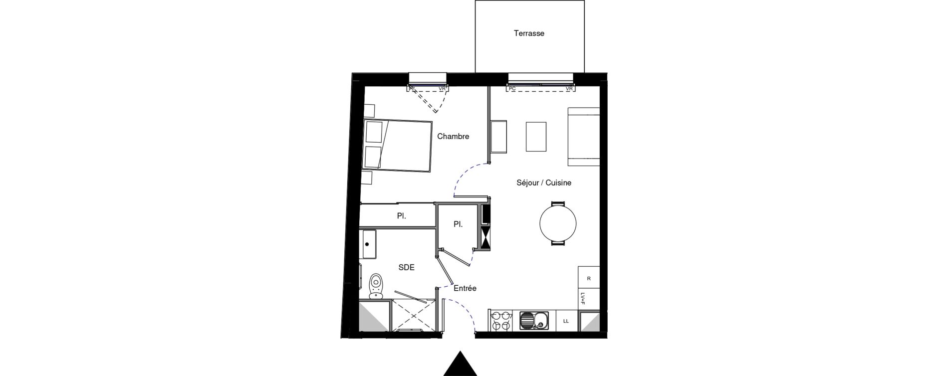 Appartement T2 meubl&eacute; de 42,00 m2 &agrave; Provins Centre