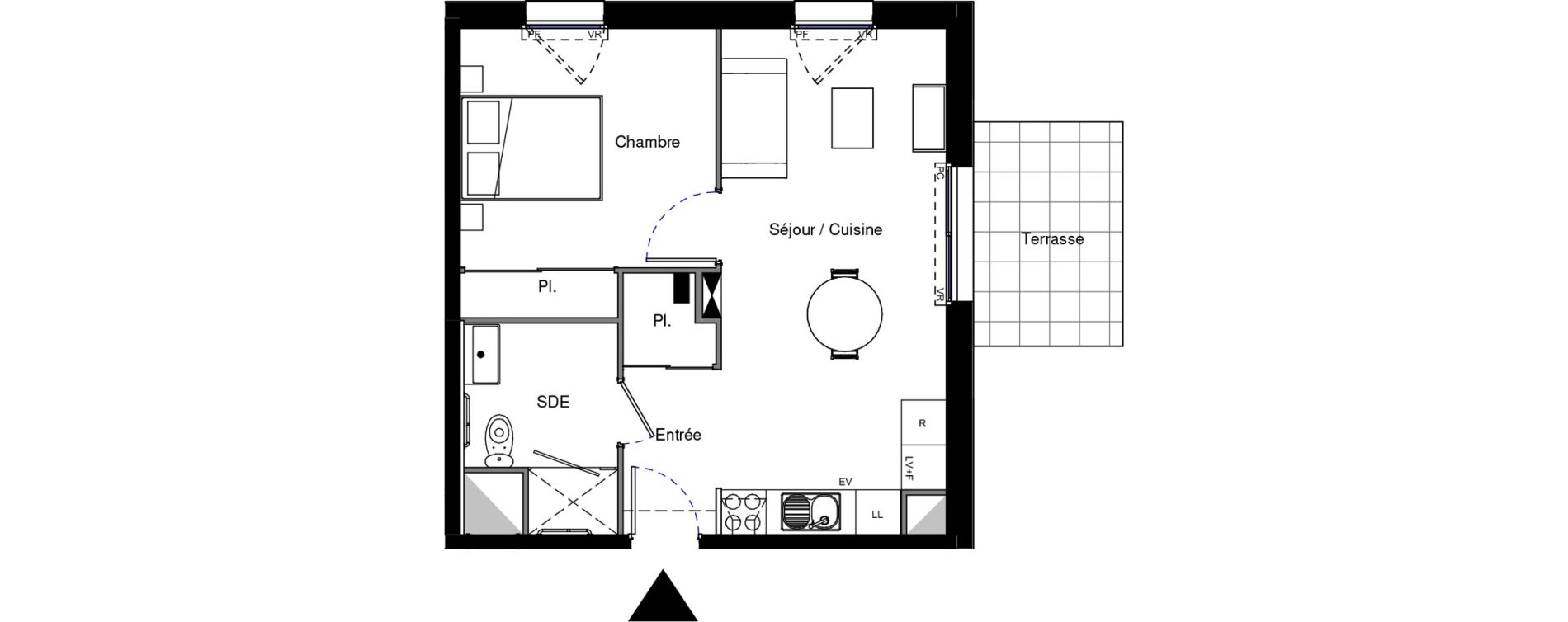Appartement T2 meubl&eacute; de 41,35 m2 &agrave; Provins Centre
