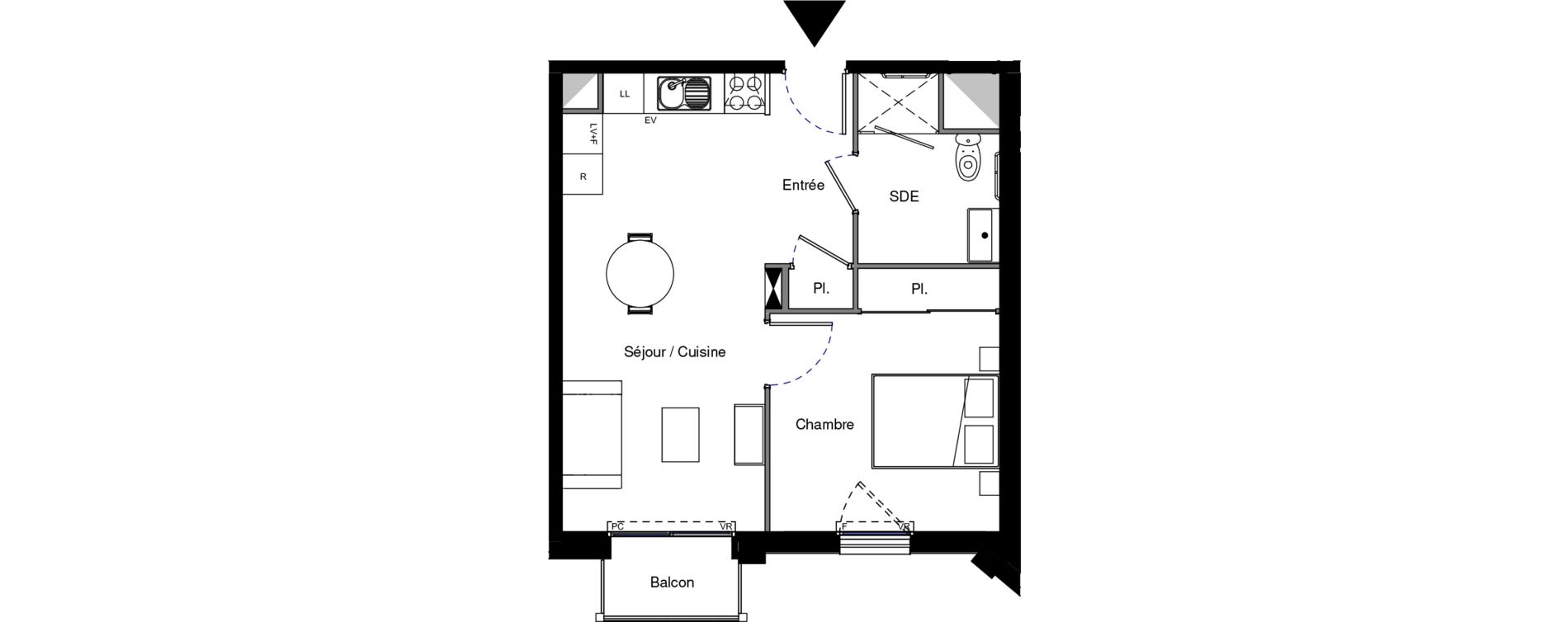 Appartement T2 meubl&eacute; de 41,89 m2 &agrave; Provins Centre