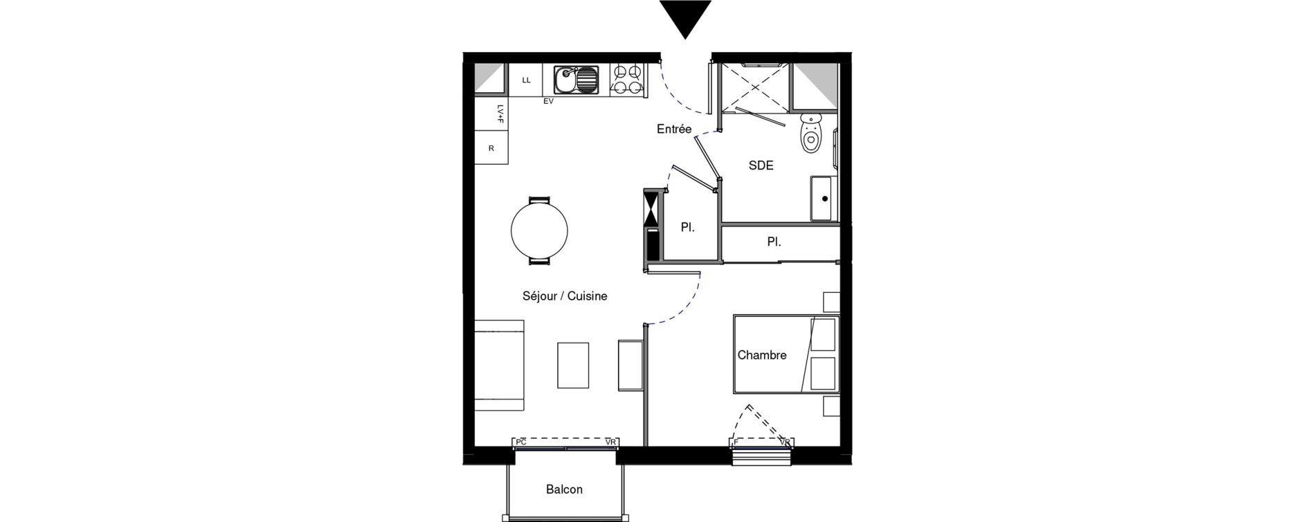Appartement T2 meubl&eacute; de 41,58 m2 &agrave; Provins Centre