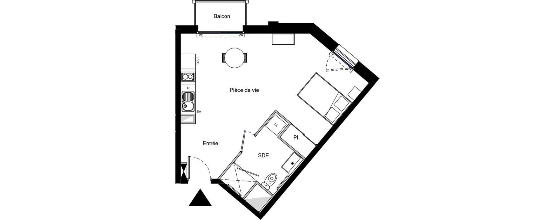 Appartement T1 meubl&eacute; de 35,59 m2 &agrave; Provins Centre