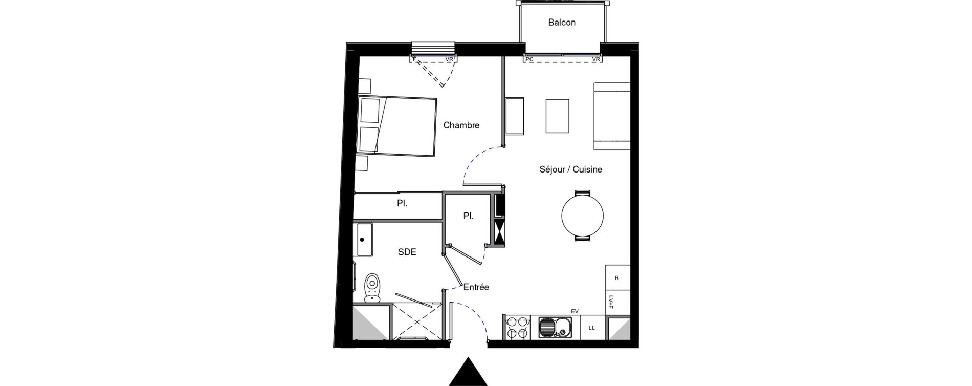 Appartement T2 meubl&eacute; de 42,41 m2 &agrave; Provins Centre